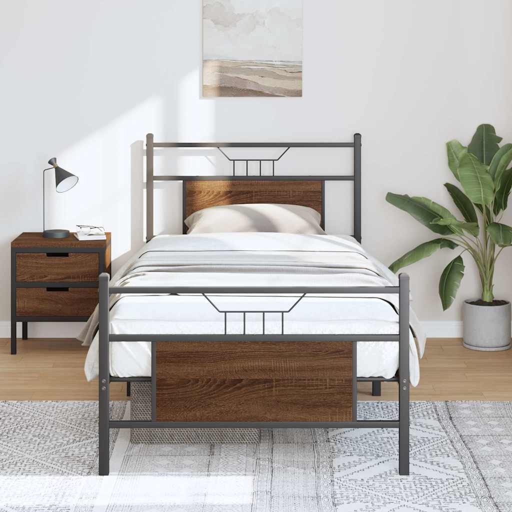 Bed Frame without Mattress Brown Oak 80x200 cm Engineered Wood