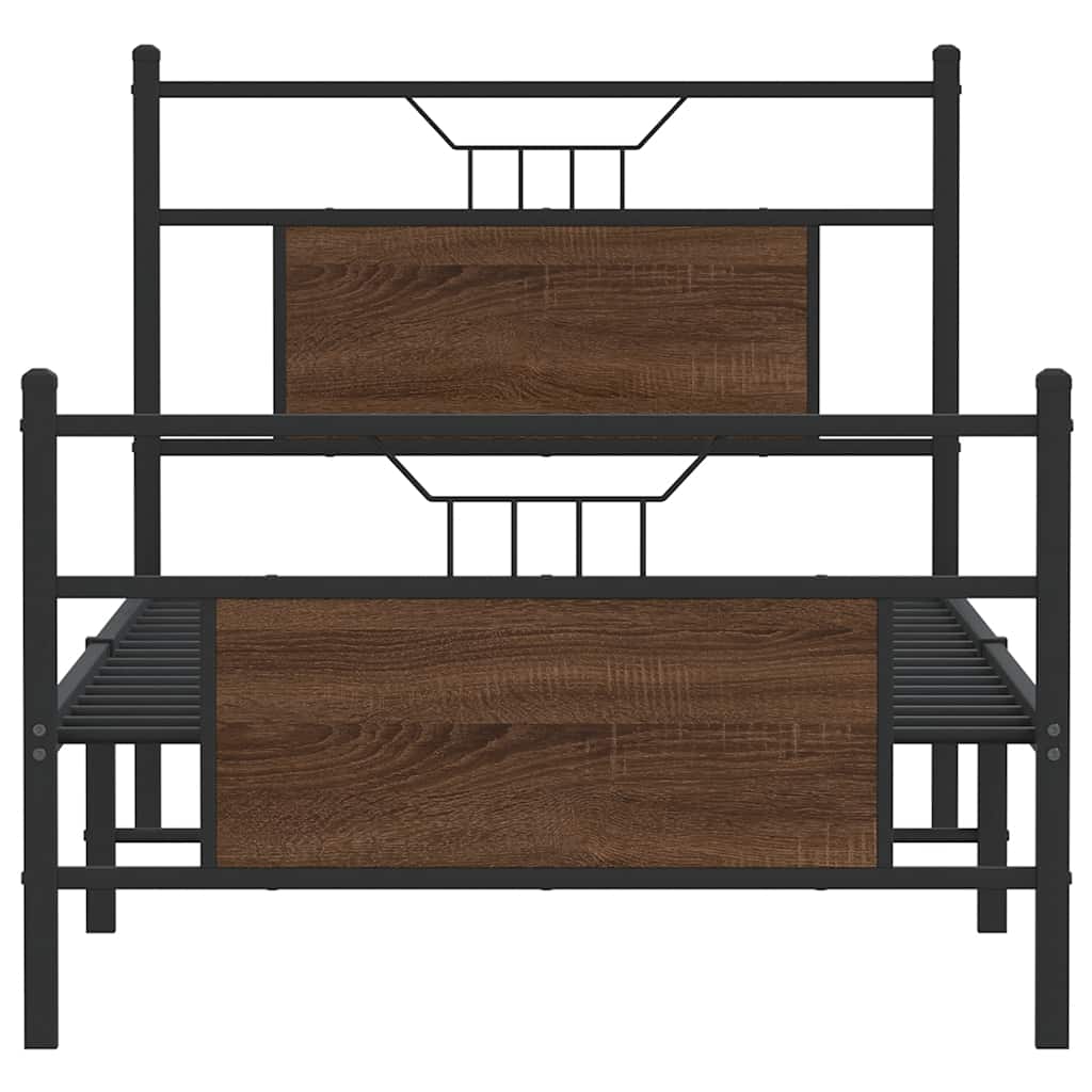 Bed Frame without Mattress Brown Oak 90x200 cm Engineered Wood