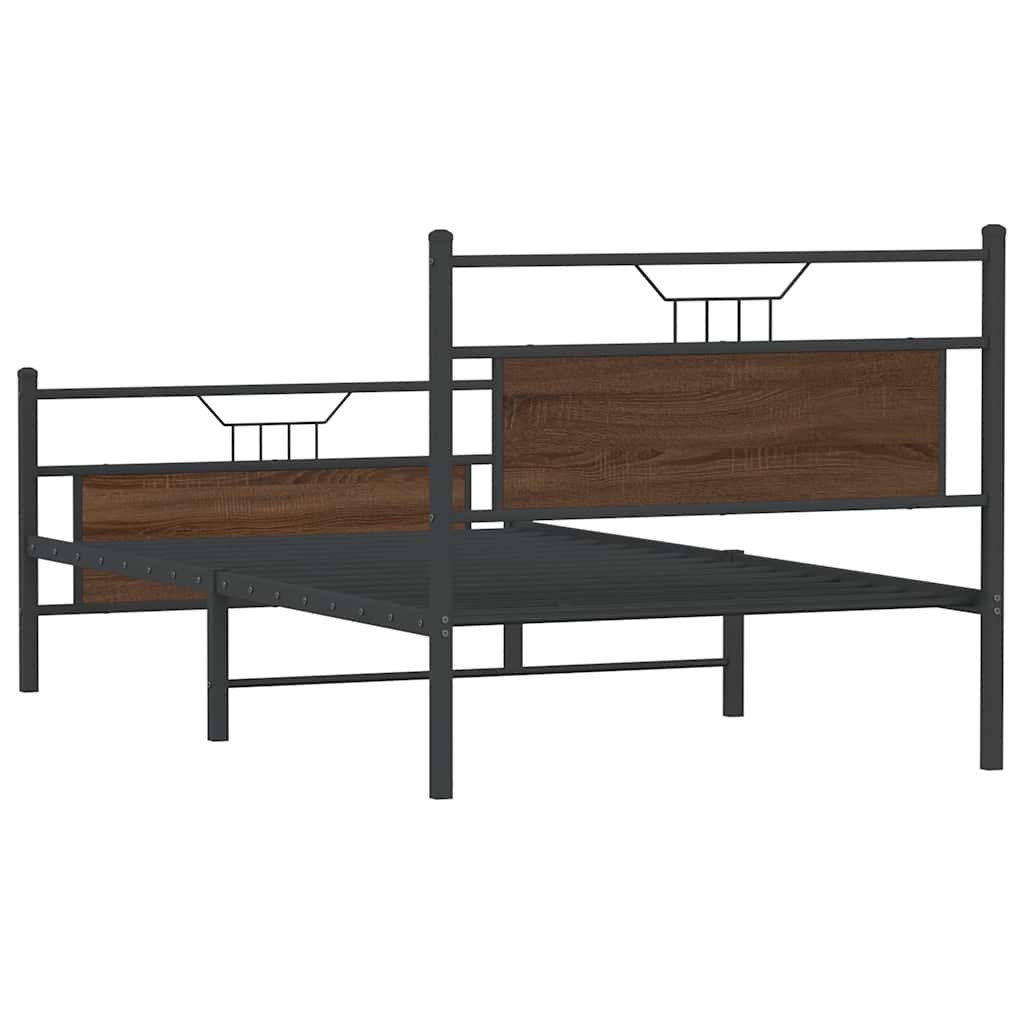 Bed Frame without Mattress Brown Oak 100x200 cm Engineered Wood