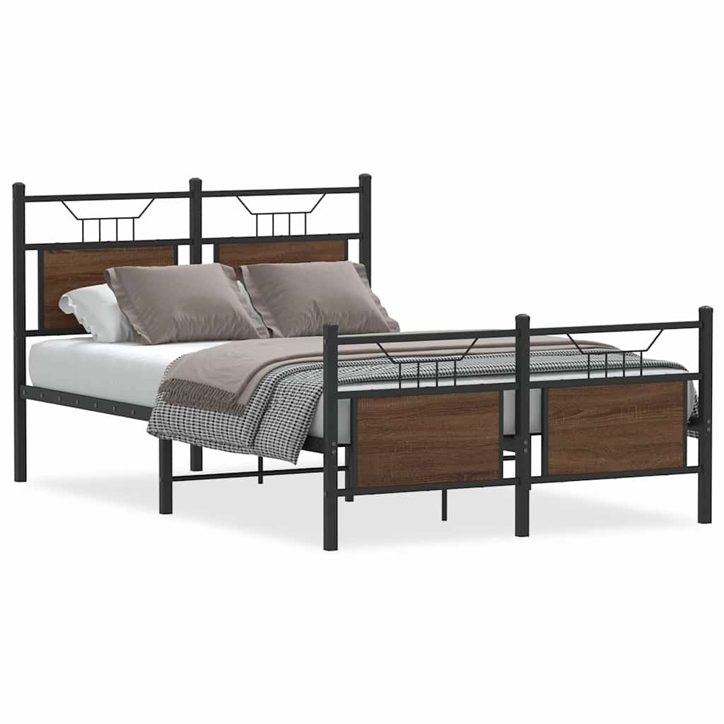 Bed Frame without Mattress Brown Oak 120x190 cm Small Double Engineered Wood