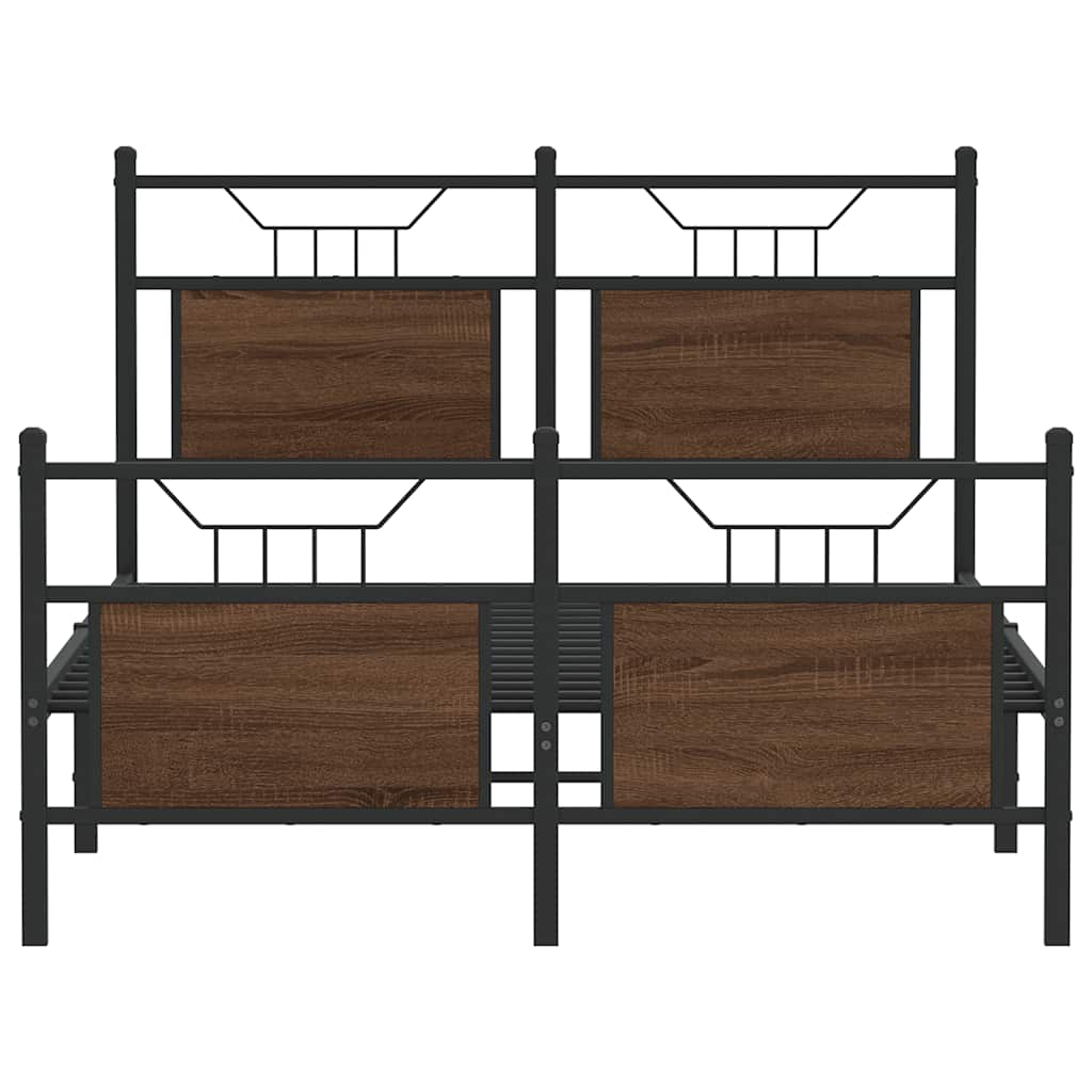 Bed Frame without Mattress Brown Oak 120x190 cm Small Double Engineered Wood