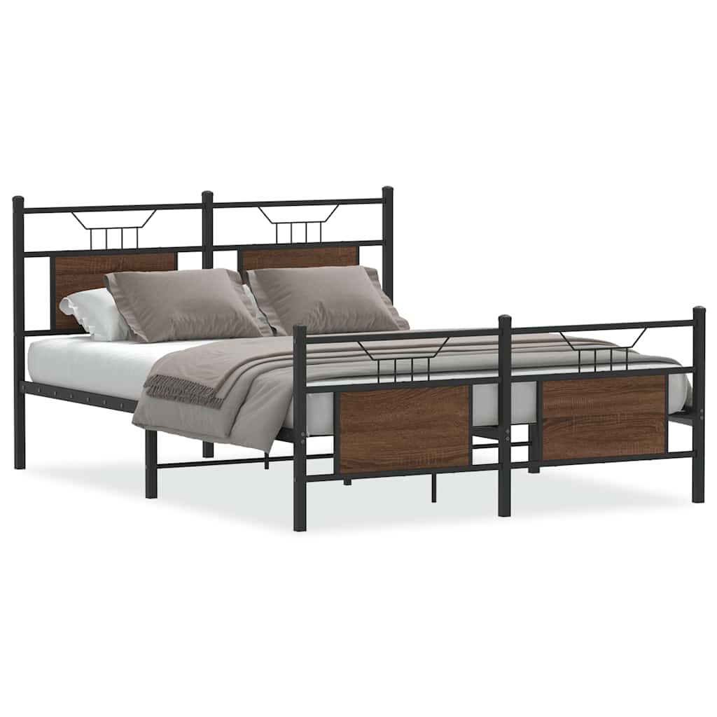 Bed Frame without Mattress Brown Oak 137x190 cm Engineered Wood