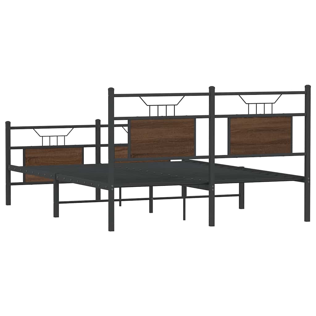 Bed Frame without Mattress Brown Oak 137x190 cm Engineered Wood