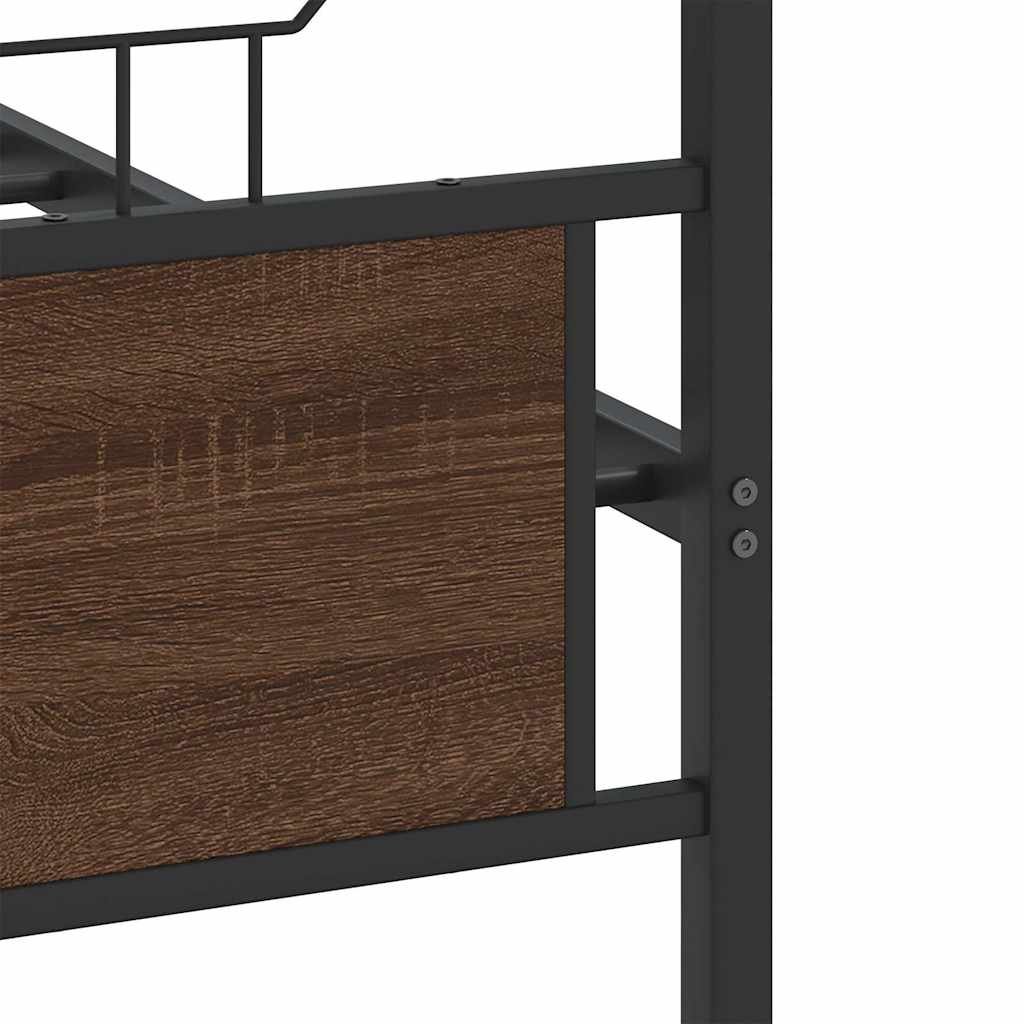 Bed Frame without Mattress Brown Oak 140x190 cm Engineered Wood