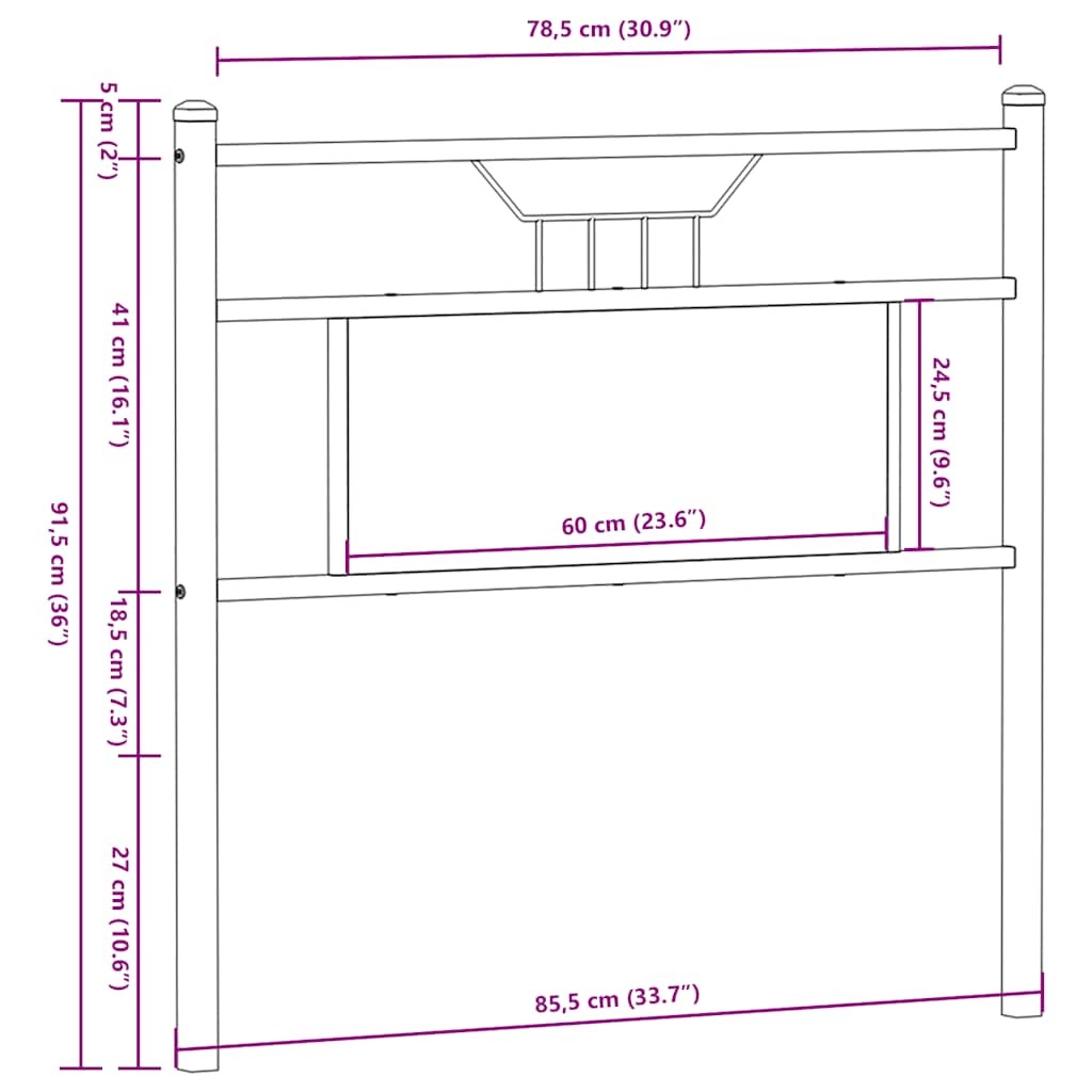 Replace Headboard Brown Oak 80 cm Engineered Wood and Steel