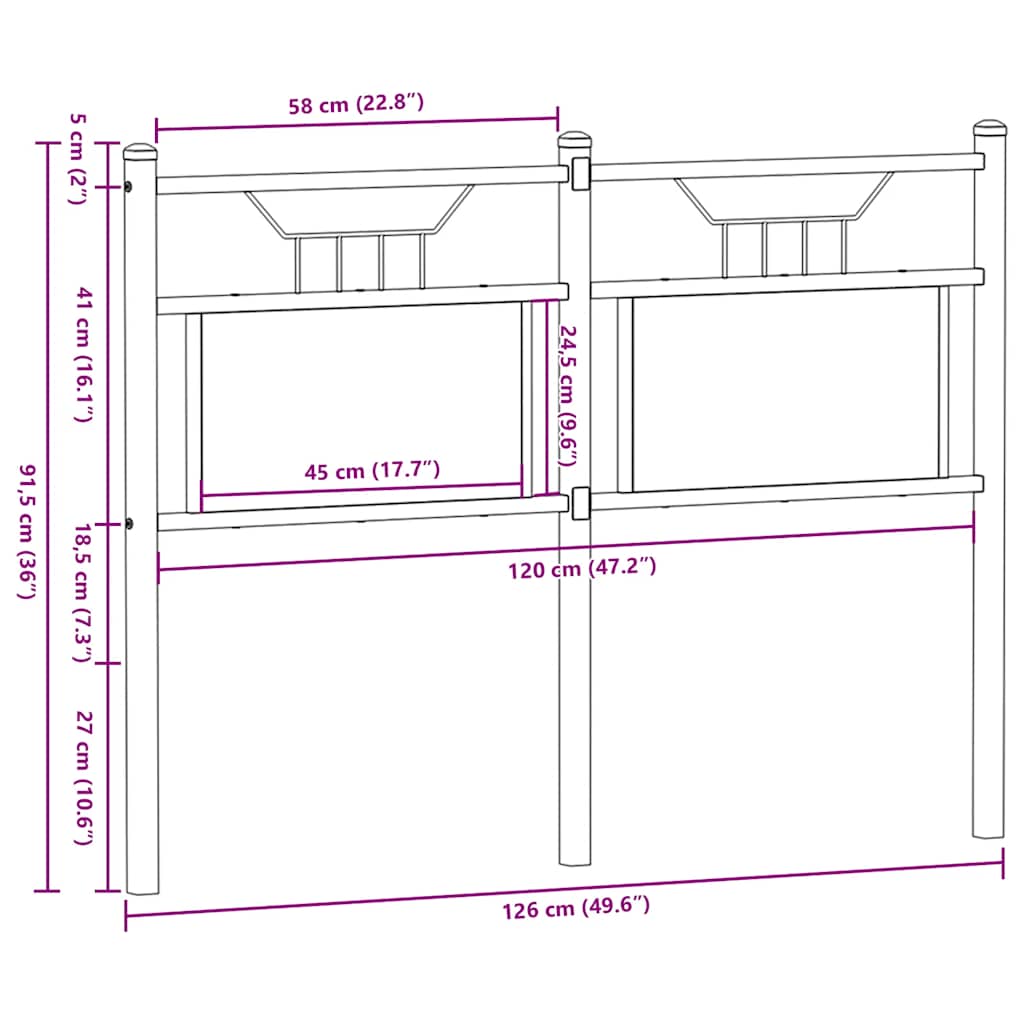 Replace Headboard Brown Oak 120 cm Engineered Wood and Steel