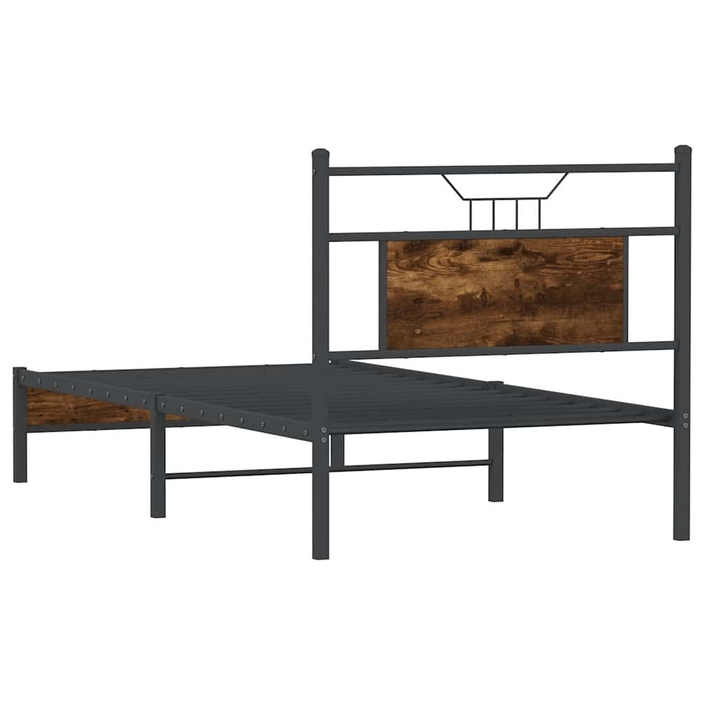 vidaXL Bed Frame without Mattress Smoked Oak 75x190 cm Small Single Engineered Wood