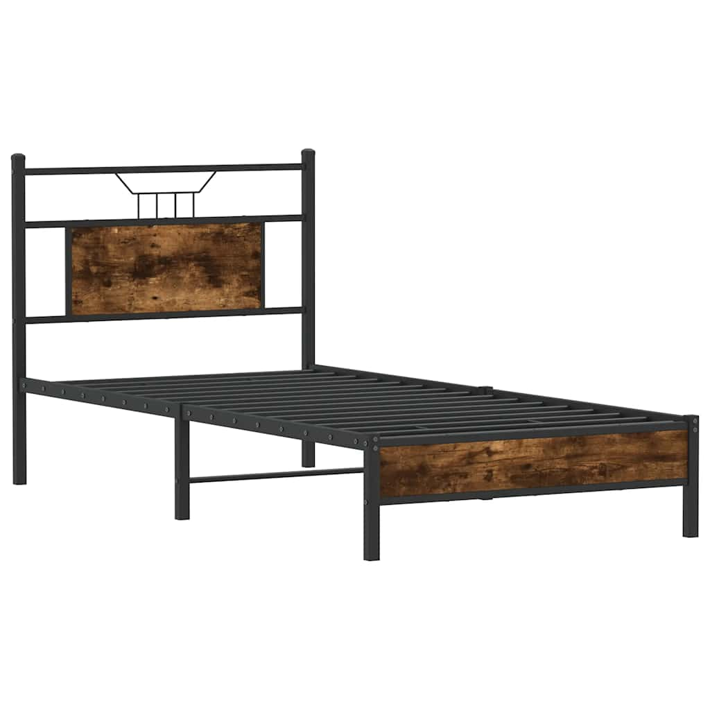 vidaXL Bed Frame without Mattress Smoked Oak 90x200 cm Engineered Wood