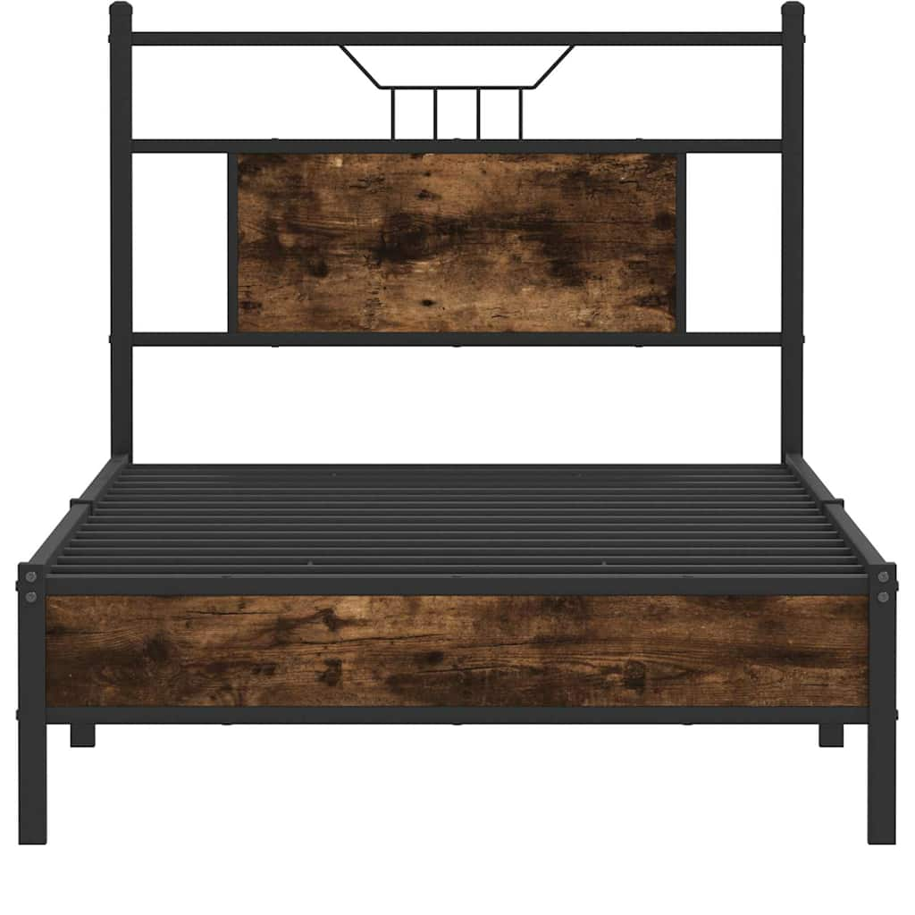 vidaXL Bed Frame without Mattress Smoked Oak 90x200 cm Engineered Wood