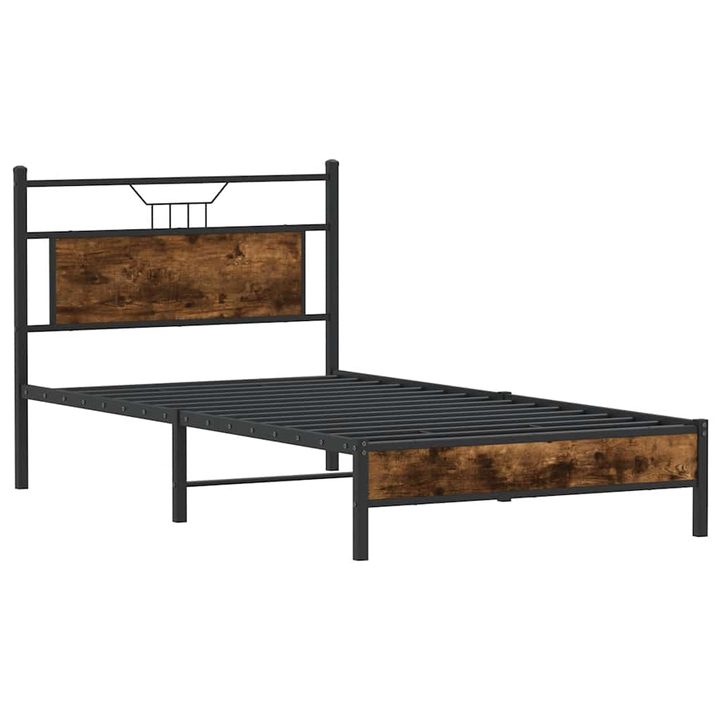 vidaXL Bed Frame without Mattress Smoked Oak 100x190 cm Engineered Wood