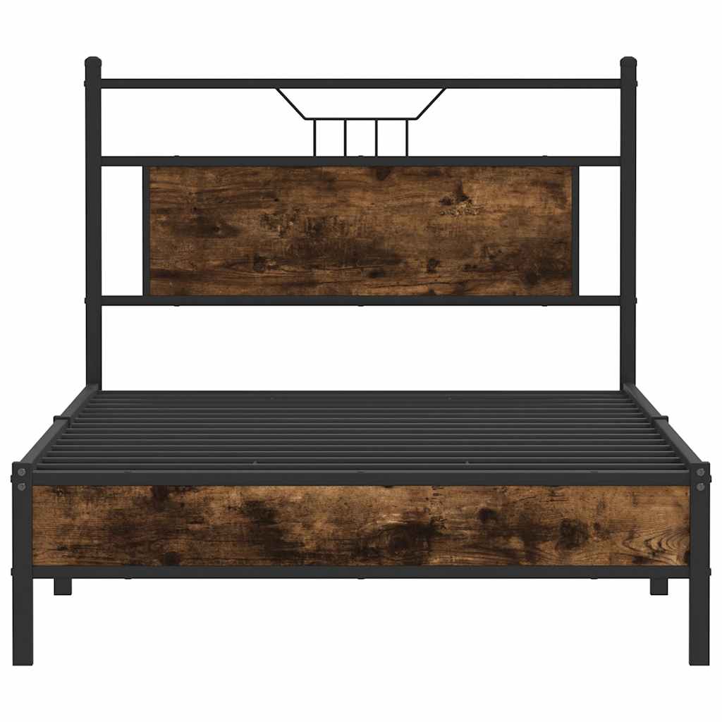 vidaXL Bed Frame without Mattress Smoked Oak 100x190 cm Engineered Wood