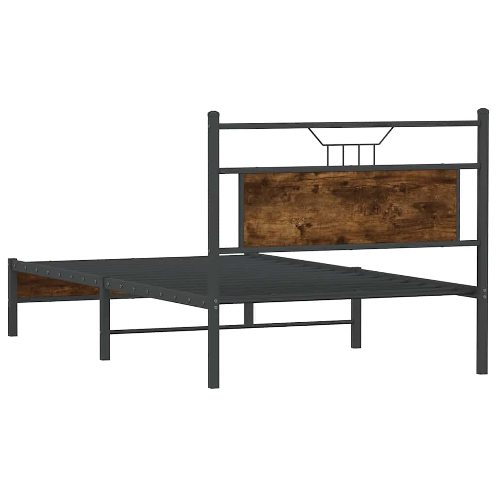 vidaXL Bed Frame without Mattress Smoked Oak 100x190 cm Engineered Wood