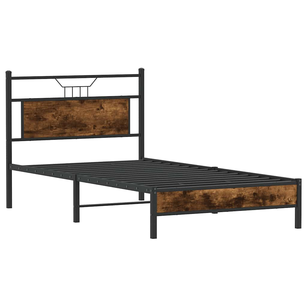 vidaXL Bed Frame without Mattress Smoked Oak 100x200 cm Engineered Wood