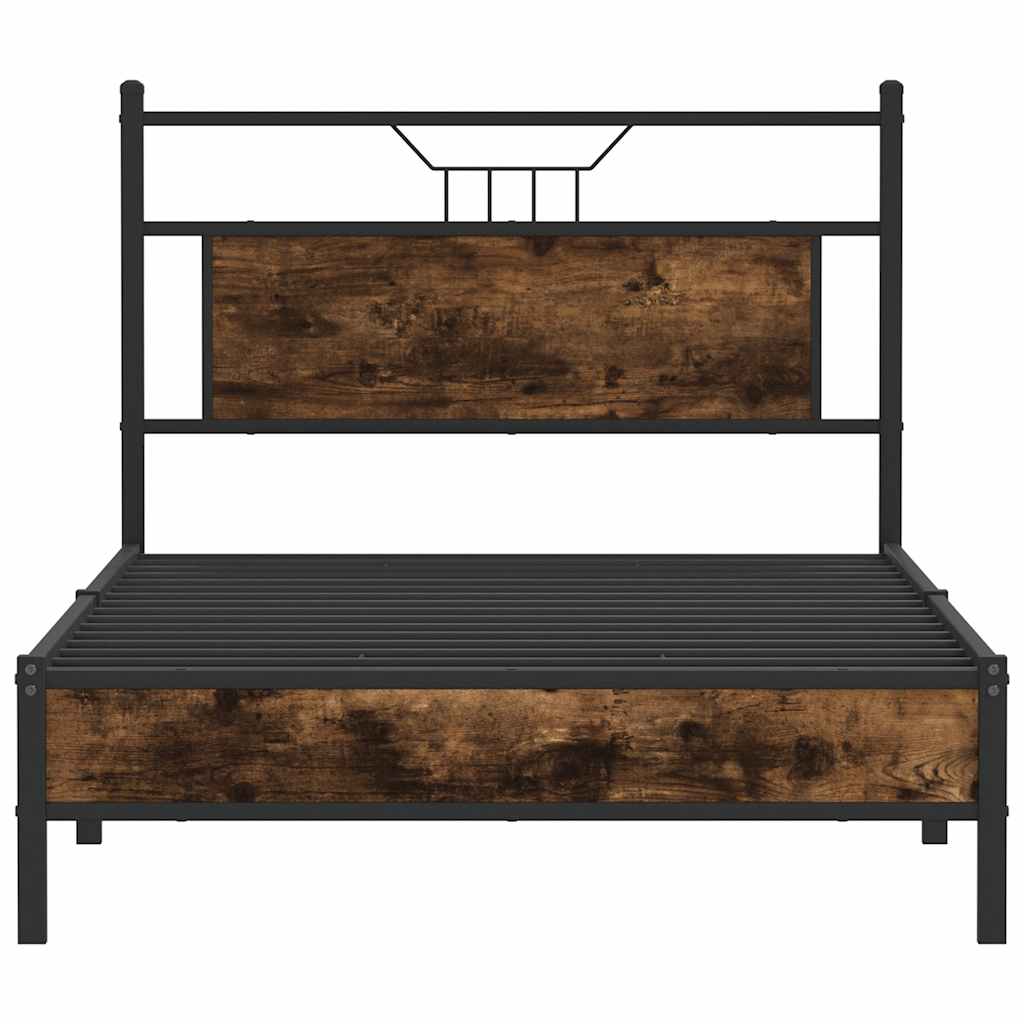 vidaXL Bed Frame without Mattress Smoked Oak 107x203 cm Engineered Wood