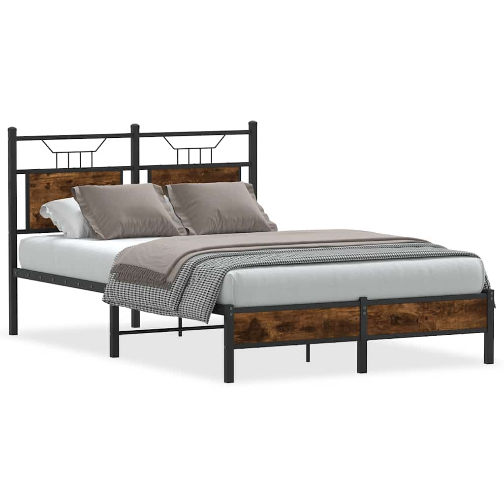 vidaXL Bed Frame without Mattress Smoked Oak 120x190 cm Small Double Engineered Wood