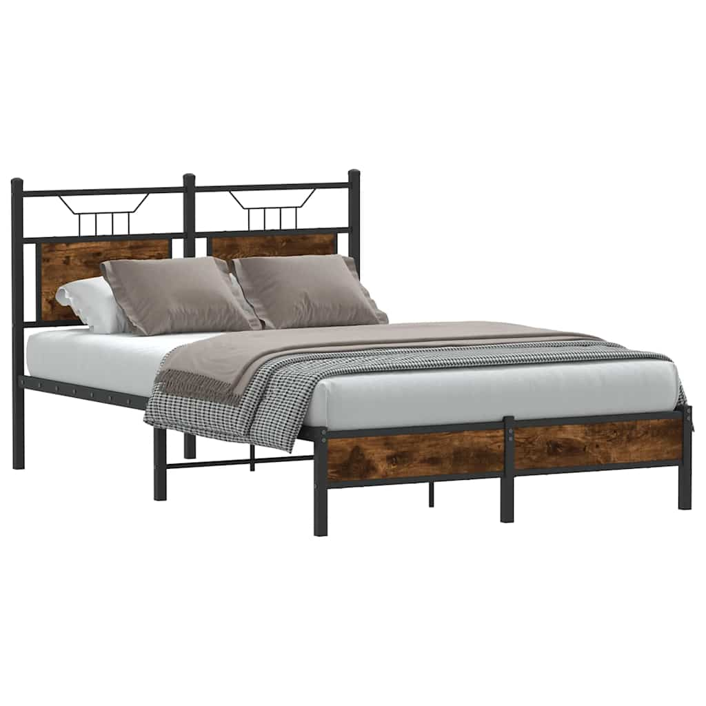 vidaXL Bed Frame without Mattress Smoked Oak 120x190 cm Small Double Engineered Wood