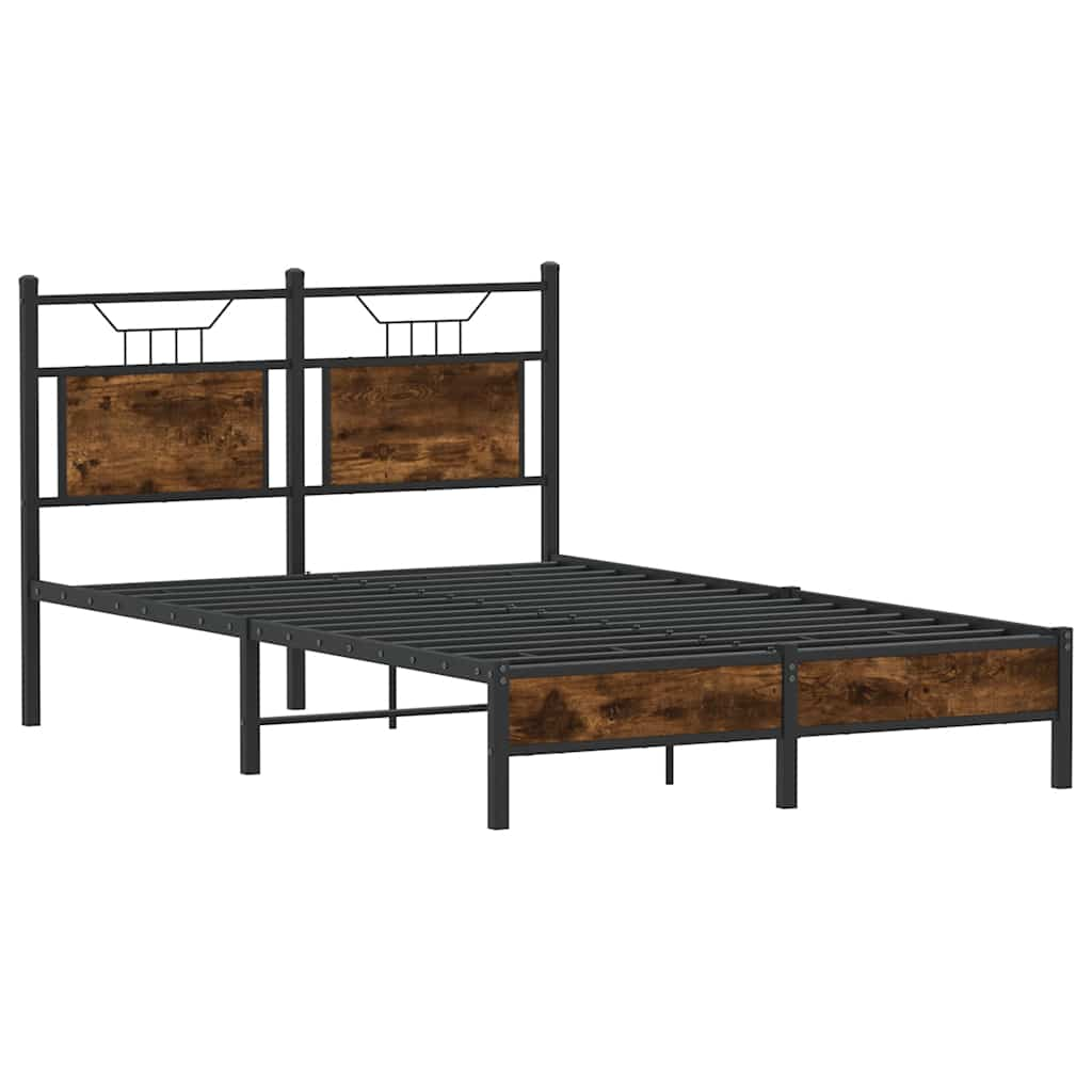 vidaXL Bed Frame without Mattress Smoked Oak 120x190 cm Small Double Engineered Wood