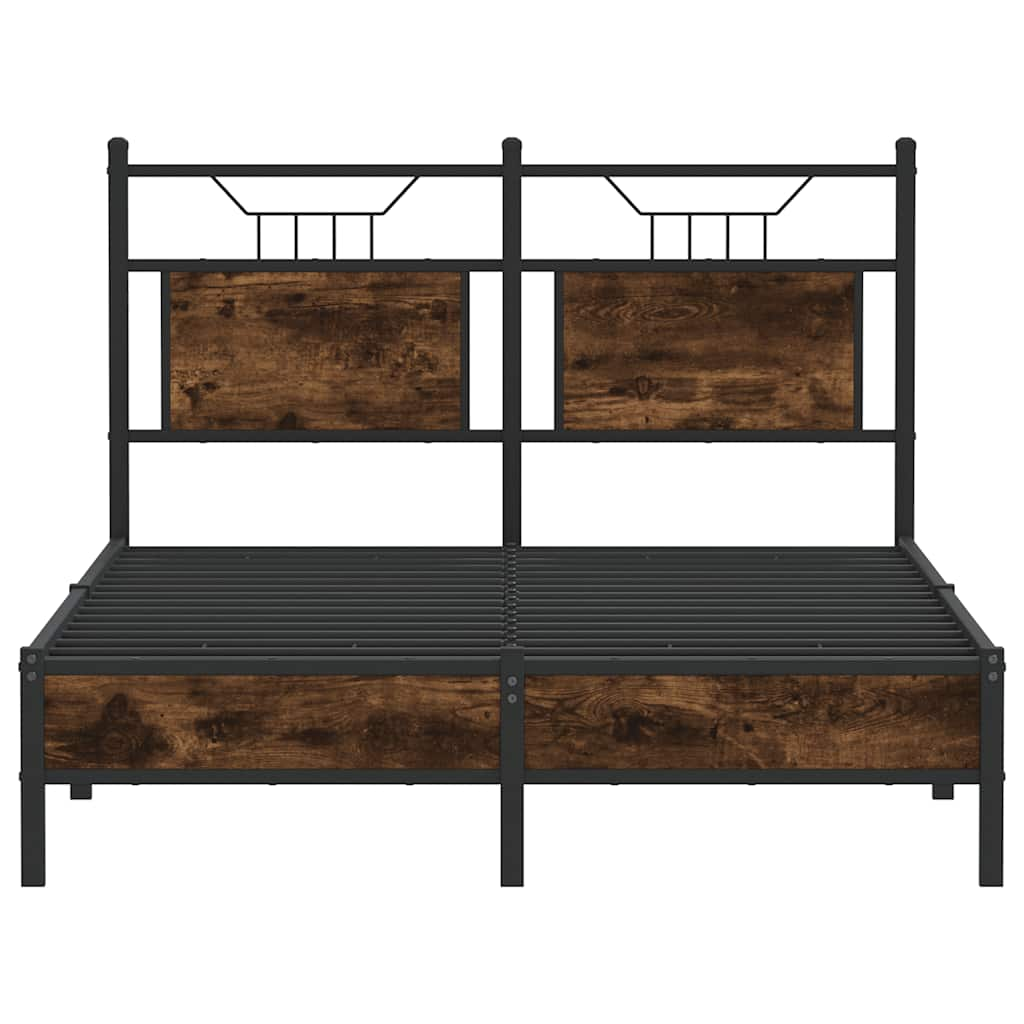 vidaXL Bed Frame without Mattress Smoked Oak 120x190 cm Small Double Engineered Wood