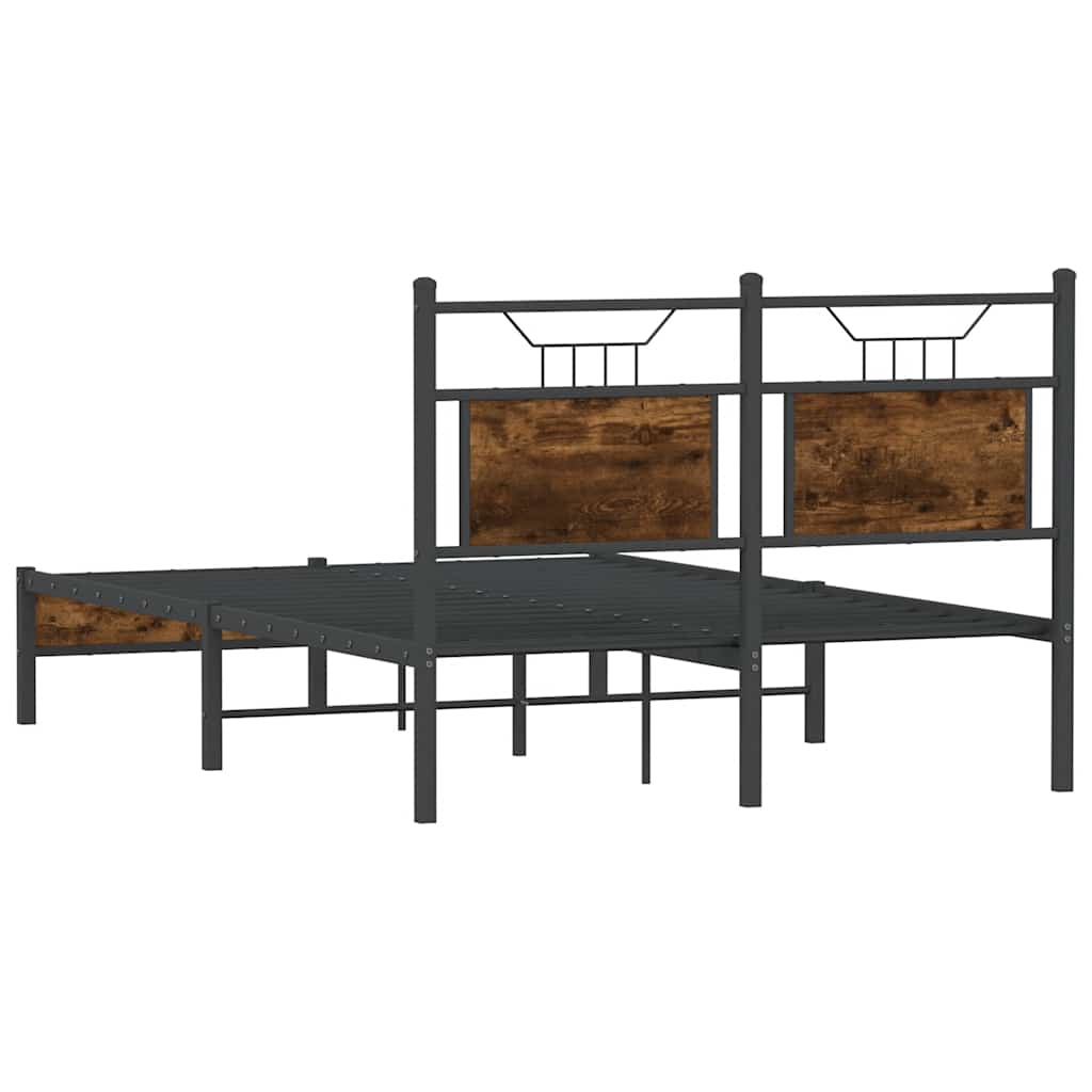 vidaXL Bed Frame without Mattress Smoked Oak 120x190 cm Small Double Engineered Wood