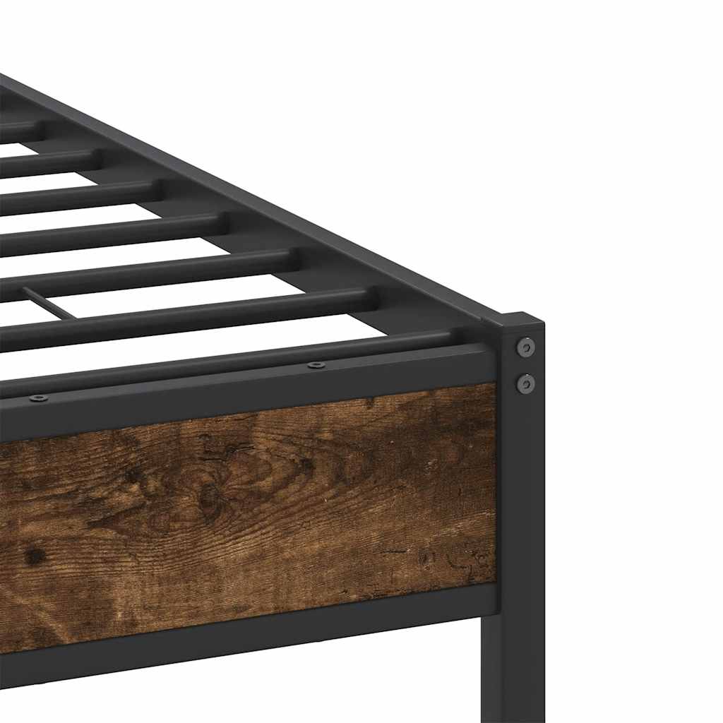 vidaXL Bed Frame without Mattress Smoked Oak 120x190 cm Small Double Engineered Wood