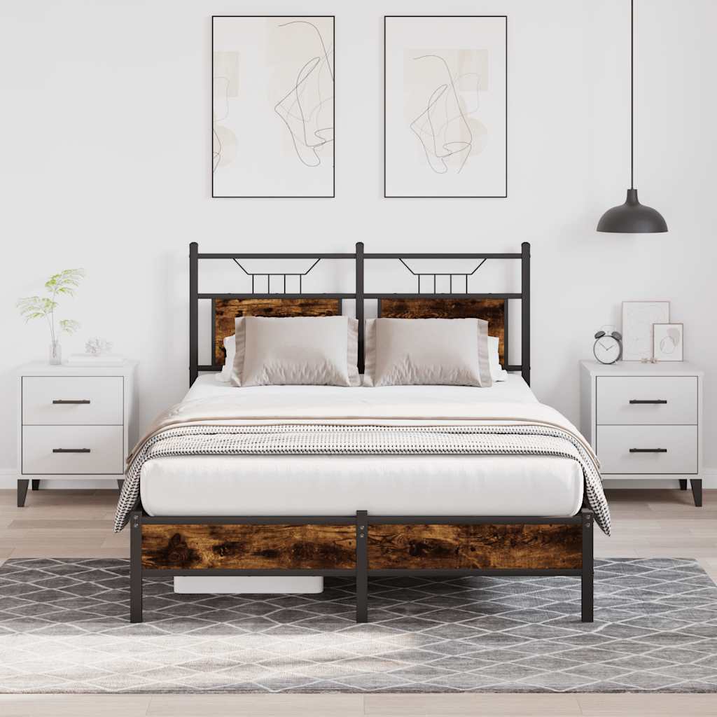 vidaXL Bed Frame without Mattress Smoked Oak 120x190 cm Small Double Engineered Wood