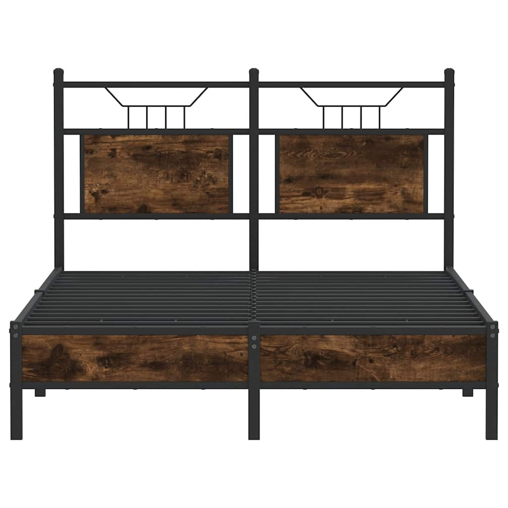 vidaXL Bed Frame without Mattress Smoked Oak 120x200 cm Engineered Wood