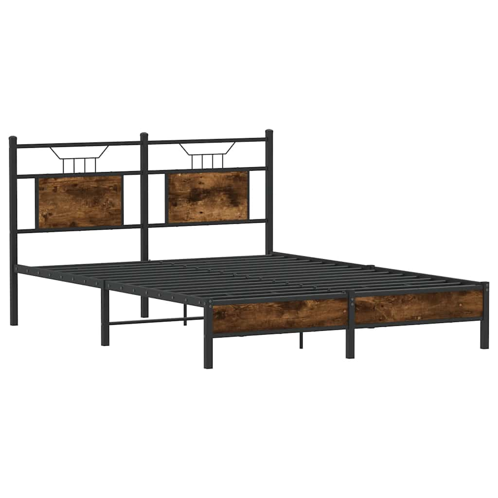 vidaXL Bed Frame without Mattress Smoked Oak 137x190 cm Engineered Wood