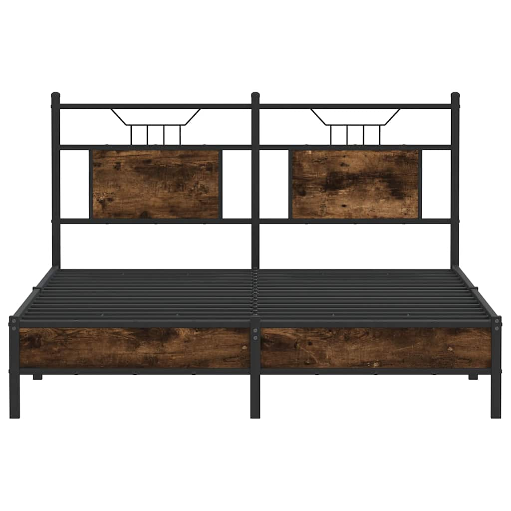 vidaXL Bed Frame without Mattress Smoked Oak 137x190 cm Engineered Wood