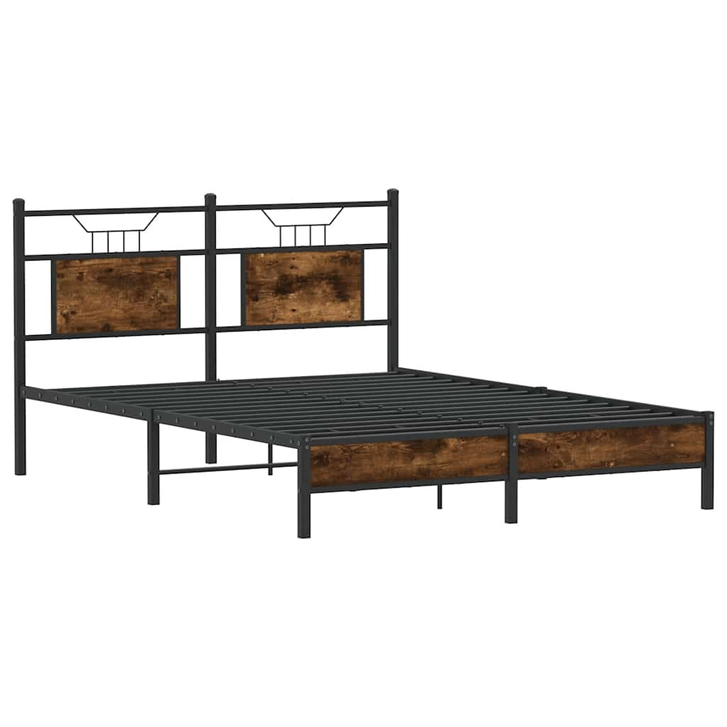 vidaXL Bed Frame without Mattress Smoked Oak 140x200 cm Engineered Wood