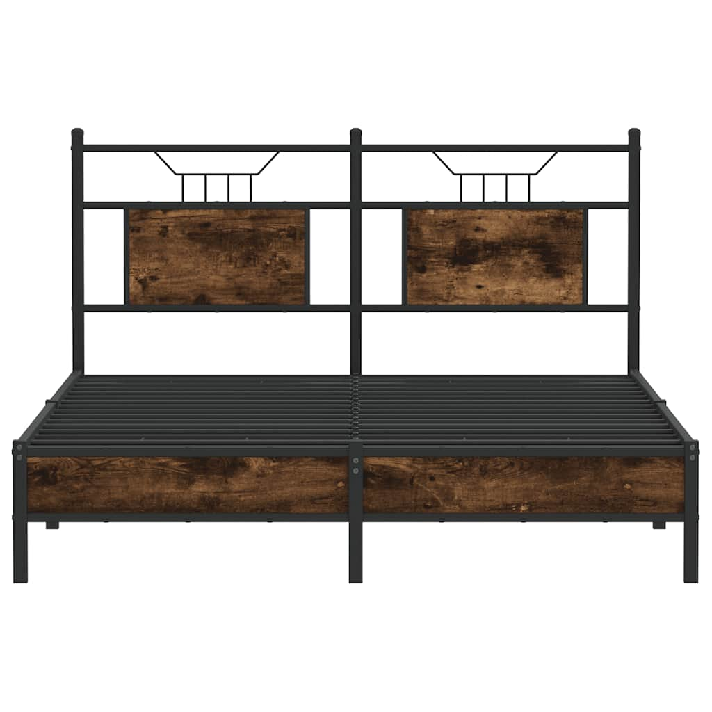 vidaXL Bed Frame without Mattress Smoked Oak 140x200 cm Engineered Wood