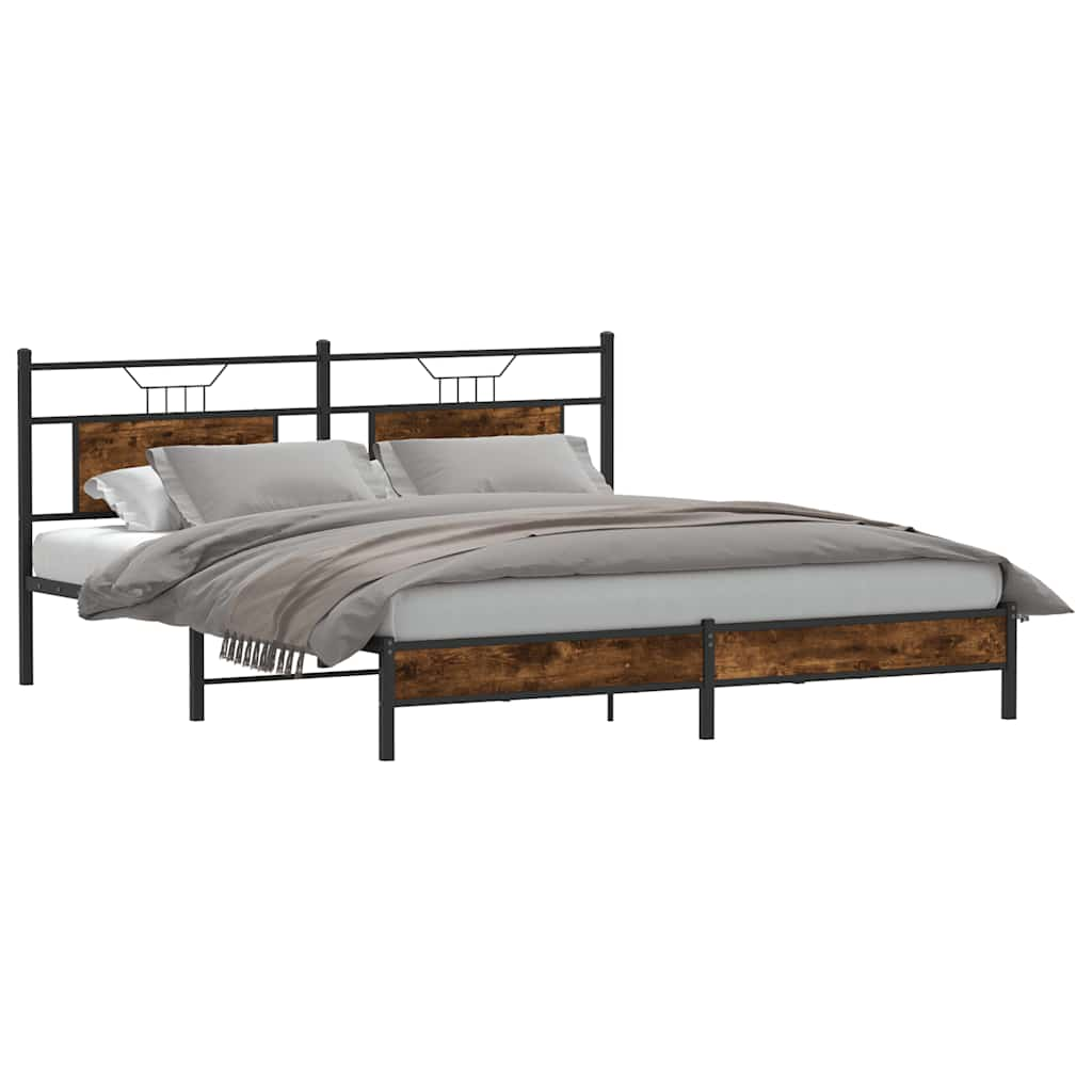 vidaXL Bed Frame without Mattress Smoked Oak 160x200 cm Engineered Wood