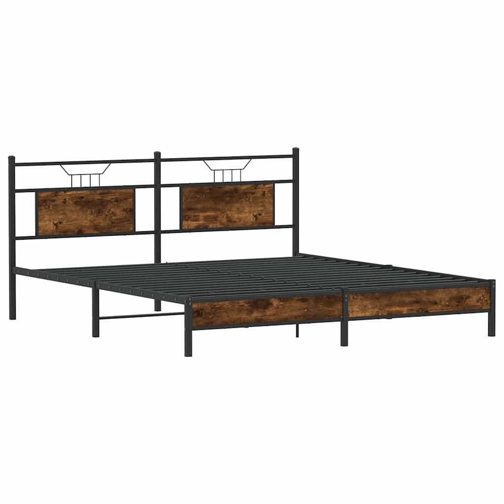 vidaXL Bed Frame without Mattress Smoked Oak 160x200 cm Engineered Wood