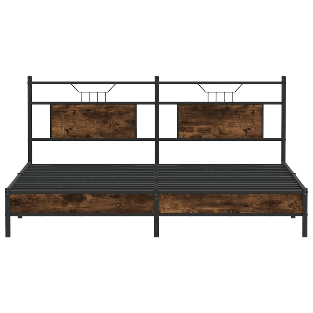 vidaXL Bed Frame without Mattress Smoked Oak 160x200 cm Engineered Wood