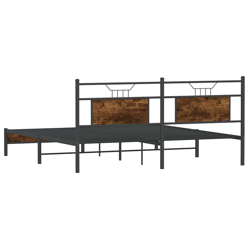 vidaXL Bed Frame without Mattress Smoked Oak 160x200 cm Engineered Wood