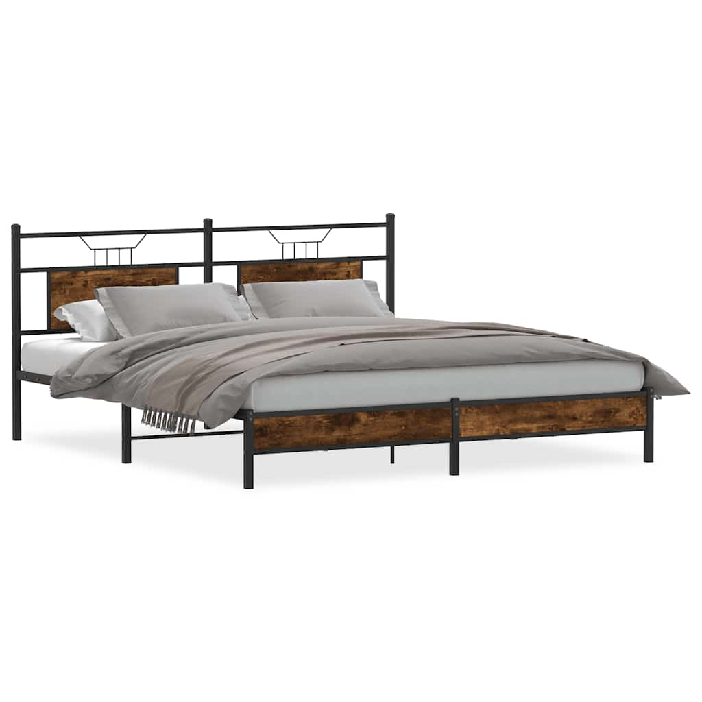 vidaXL Bed Frame without Mattress Smoked Oak 183x203 cm Engineered Wood