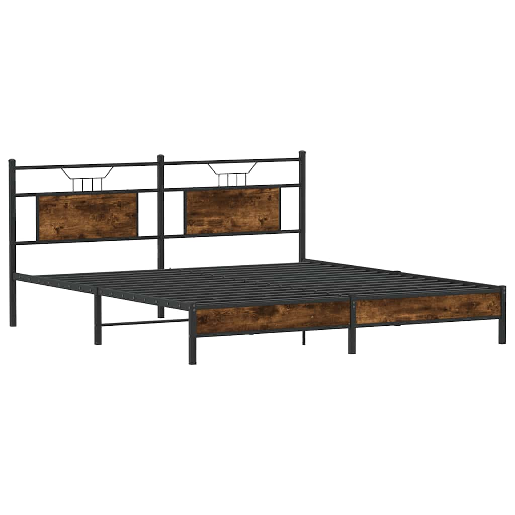 vidaXL Bed Frame without Mattress Smoked Oak 183x203 cm Engineered Wood