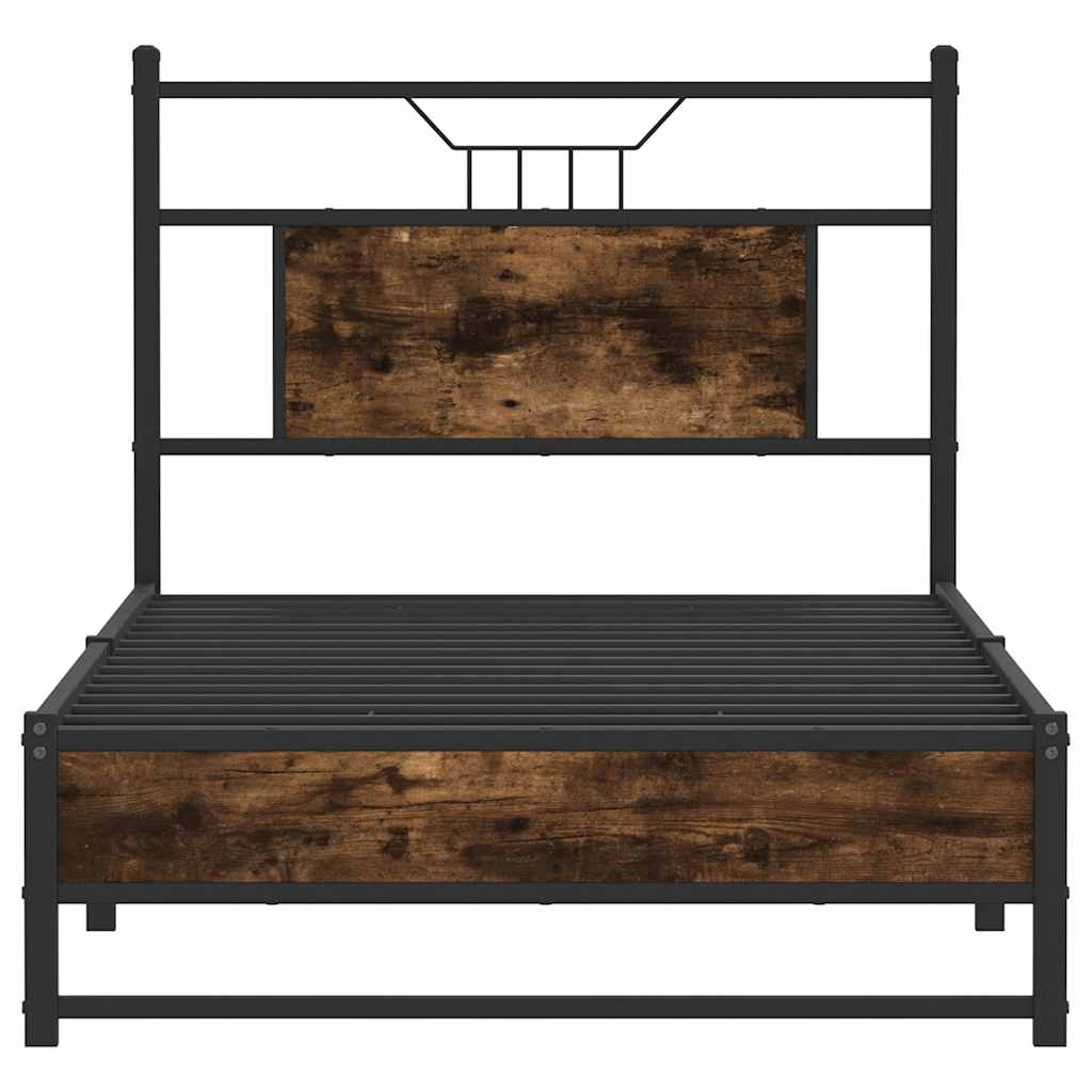 vidaXL Bed Frame without Mattress Smoked Oak 75x190 cm Small Single Engineered Wood