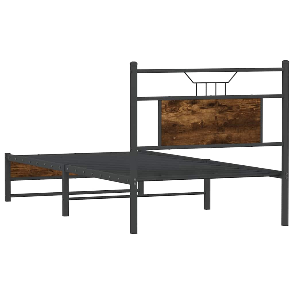 vidaXL Bed Frame without Mattress Smoked Oak 75x190 cm Small Single Engineered Wood