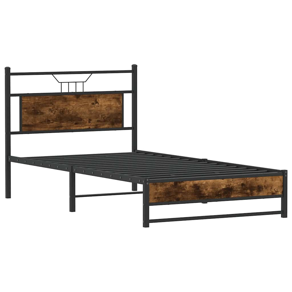 vidaXL Bed Frame without Mattress Smoked Oak 100x190 cm Engineered Wood