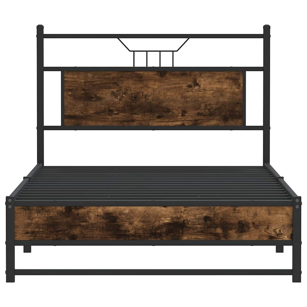 vidaXL Bed Frame without Mattress Smoked Oak 100x190 cm Engineered Wood