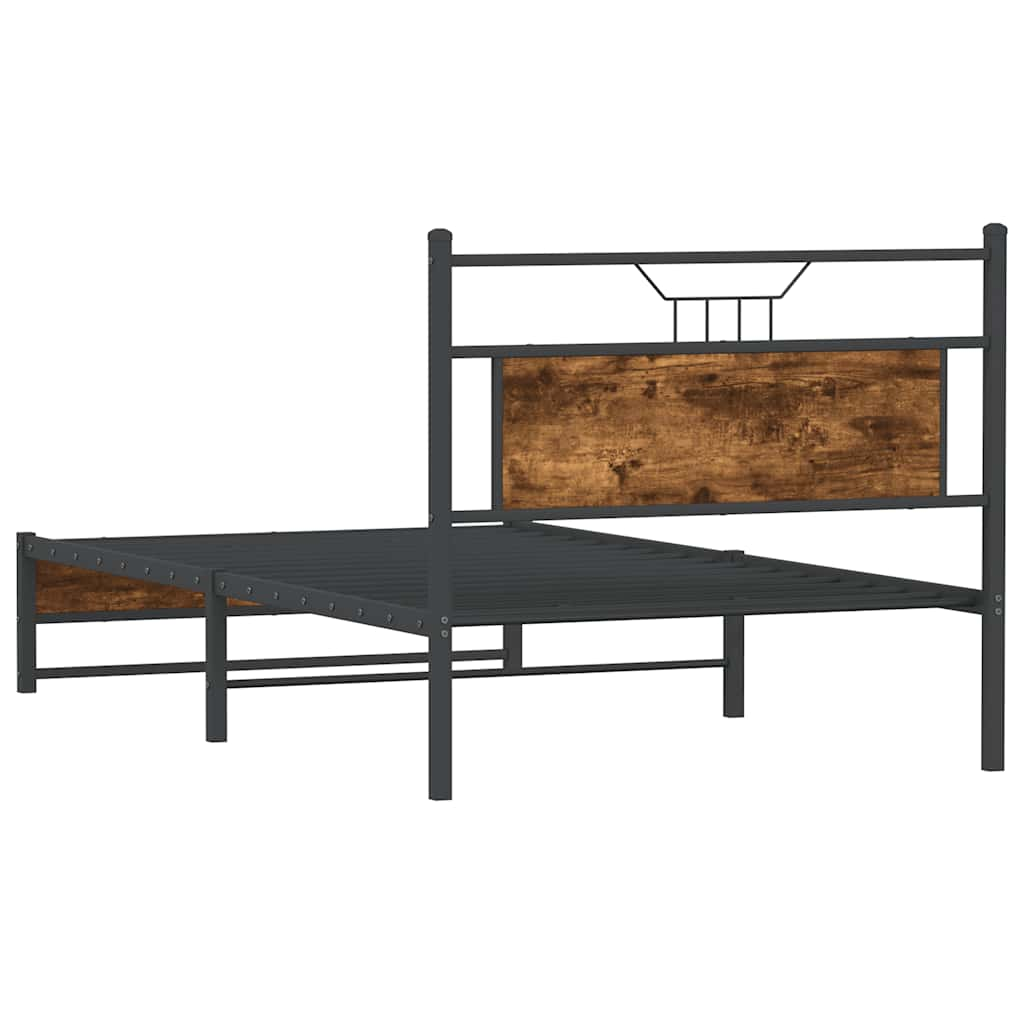 vidaXL Bed Frame without Mattress Smoked Oak 100x190 cm Engineered Wood