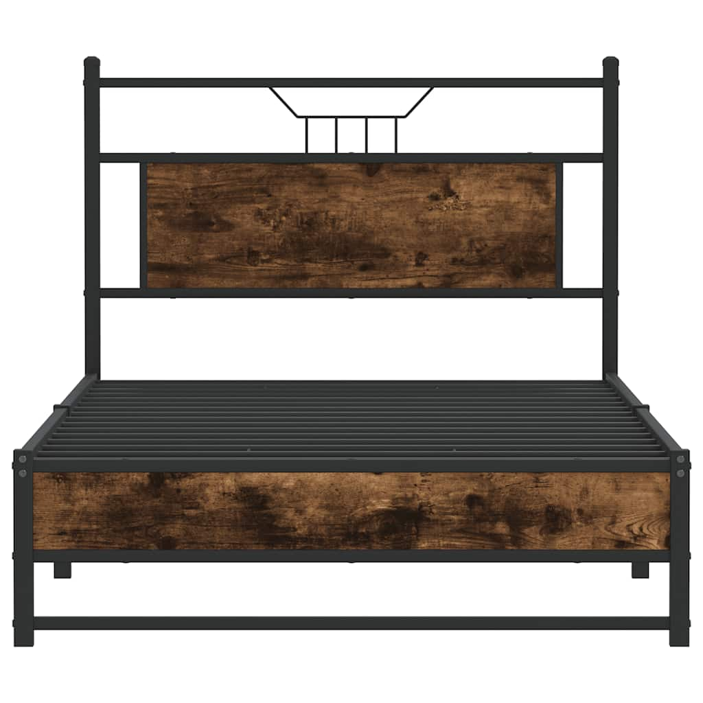 vidaXL Bed Frame without Mattress Smoked Oak 107x203 cm Engineered Wood