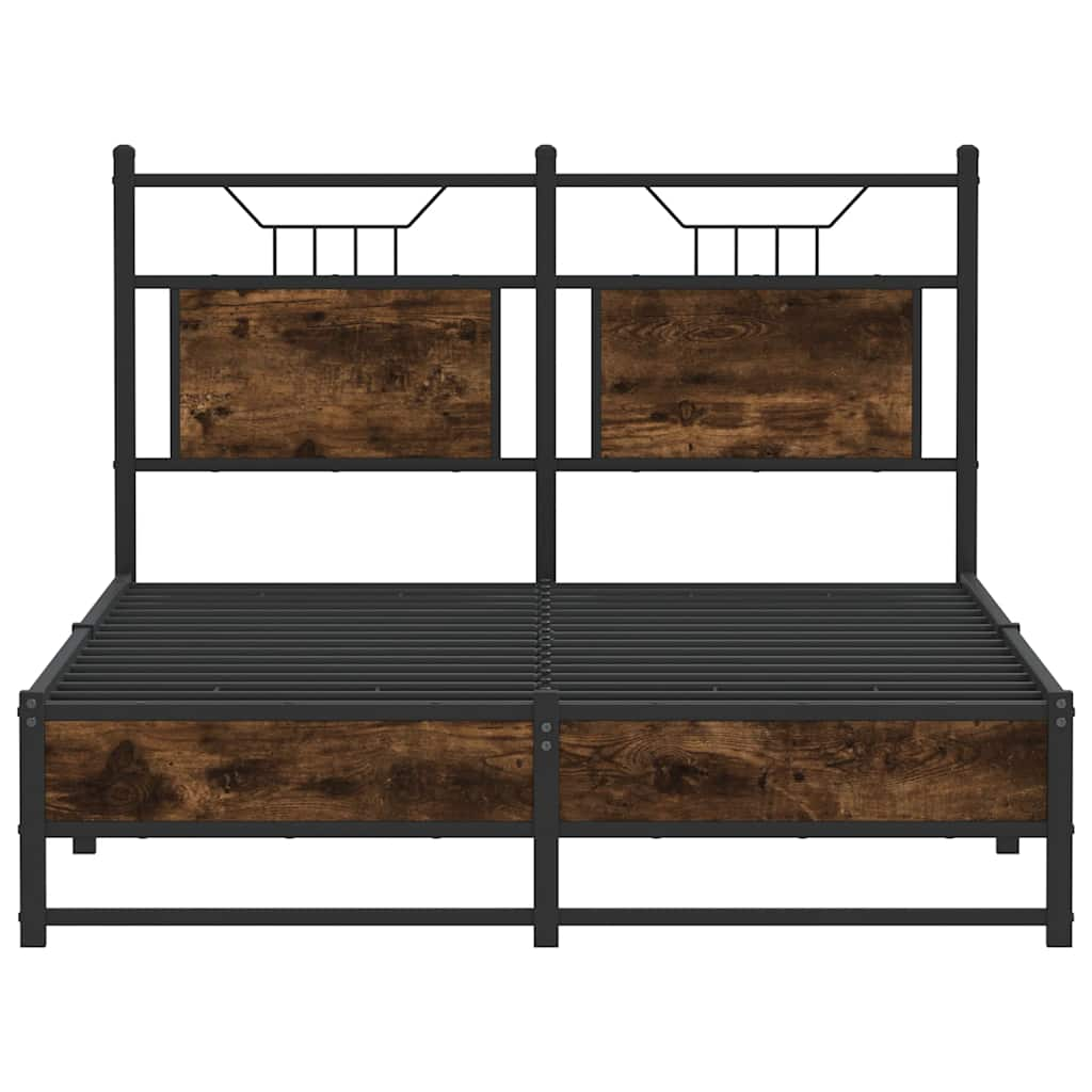 vidaXL Bed Frame without Mattress Smoked Oak 120x190 cm Small Double Engineered Wood