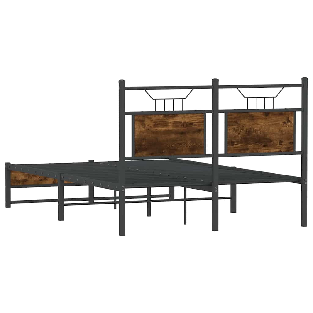 vidaXL Bed Frame without Mattress Smoked Oak 120x190 cm Small Double Engineered Wood