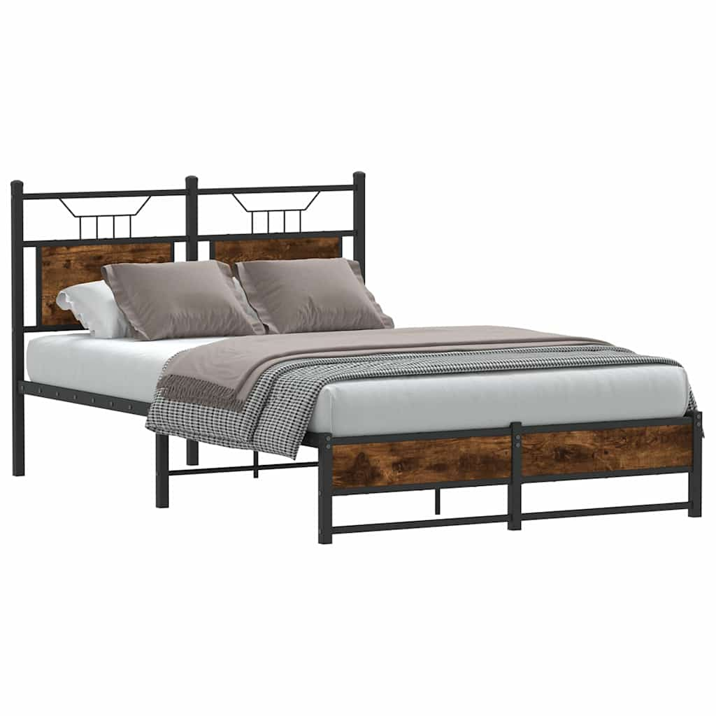 vidaXL Bed Frame without Mattress Smoked Oak 120x200 cm Engineered Wood