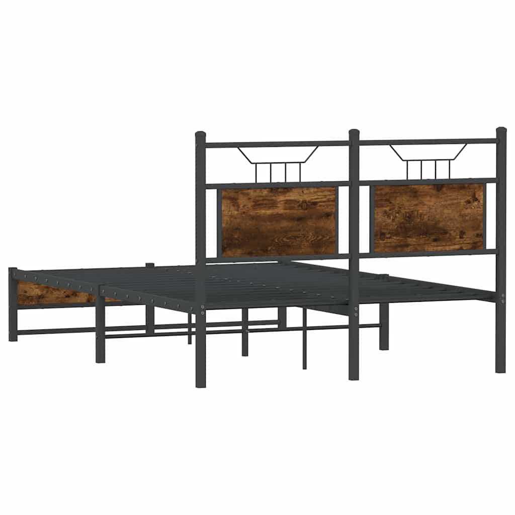 vidaXL Bed Frame without Mattress Smoked Oak 120x200 cm Engineered Wood