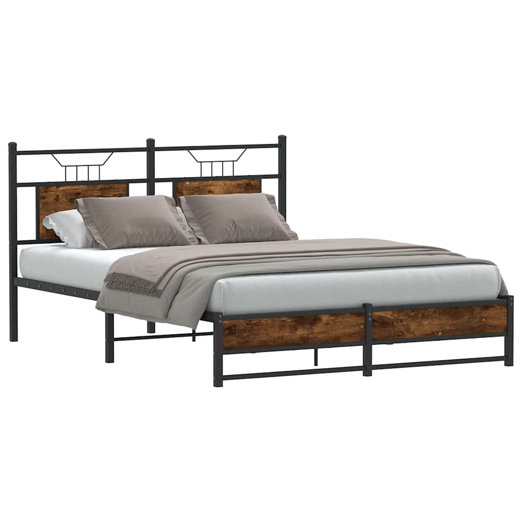 Bed Frame without Mattress Smoked Oak 137x190 cm Engineered Wood