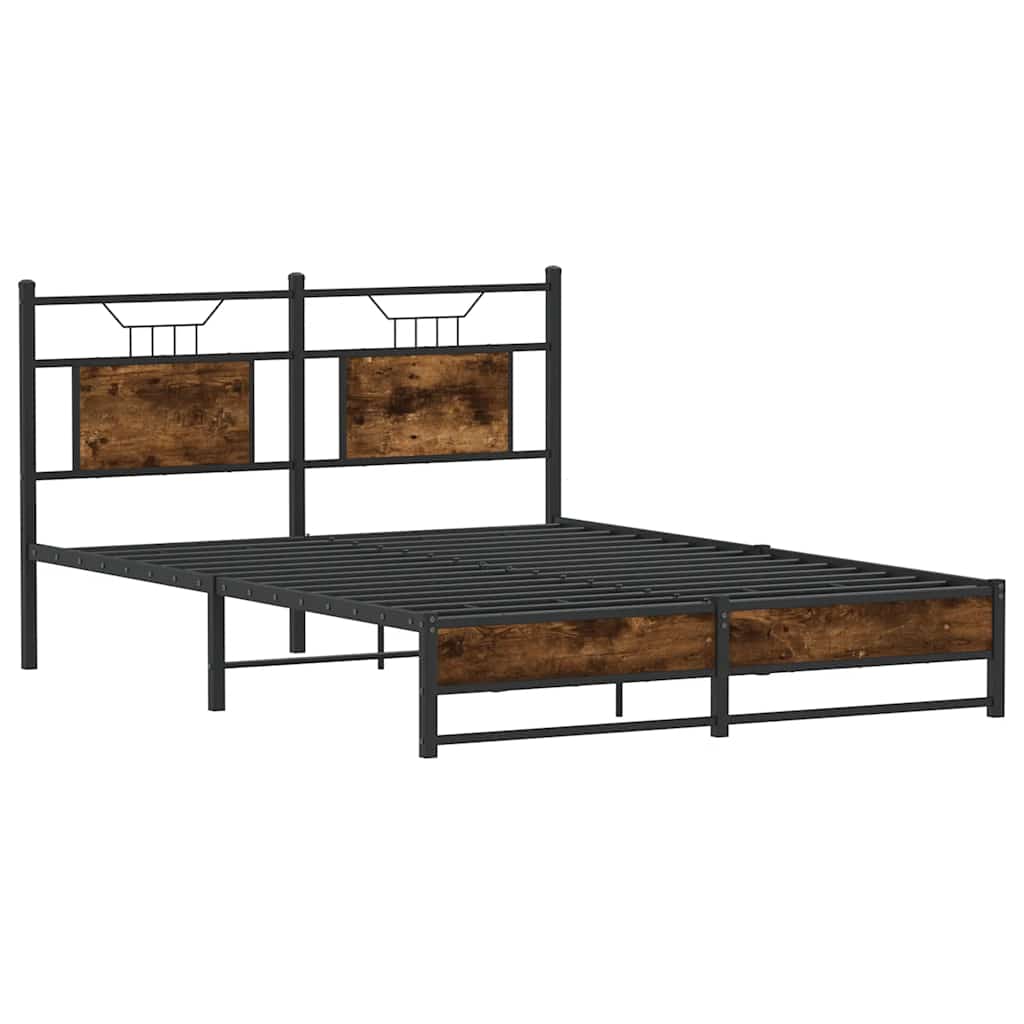 Bed Frame without Mattress Smoked Oak 137x190 cm Engineered Wood