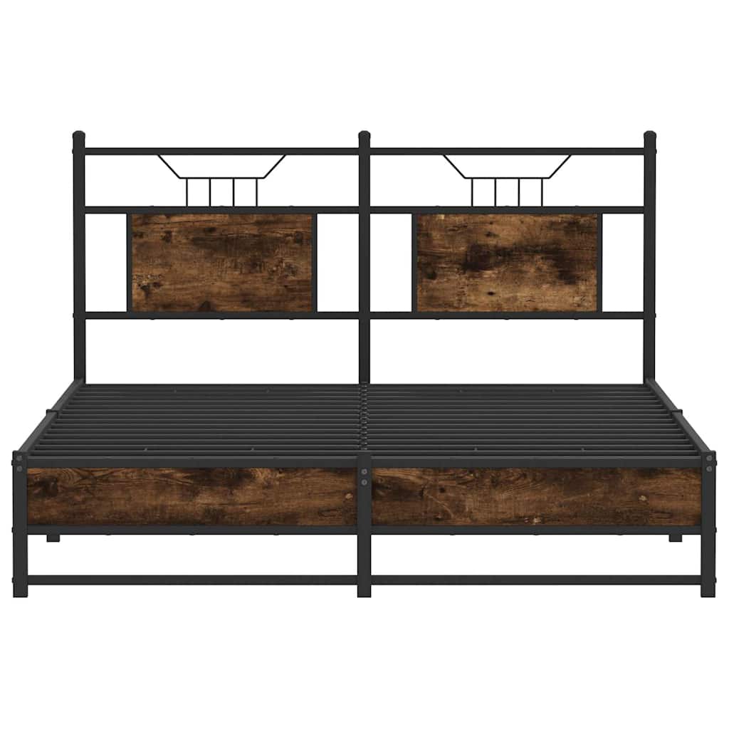 Bed Frame without Mattress Smoked Oak 137x190 cm Engineered Wood