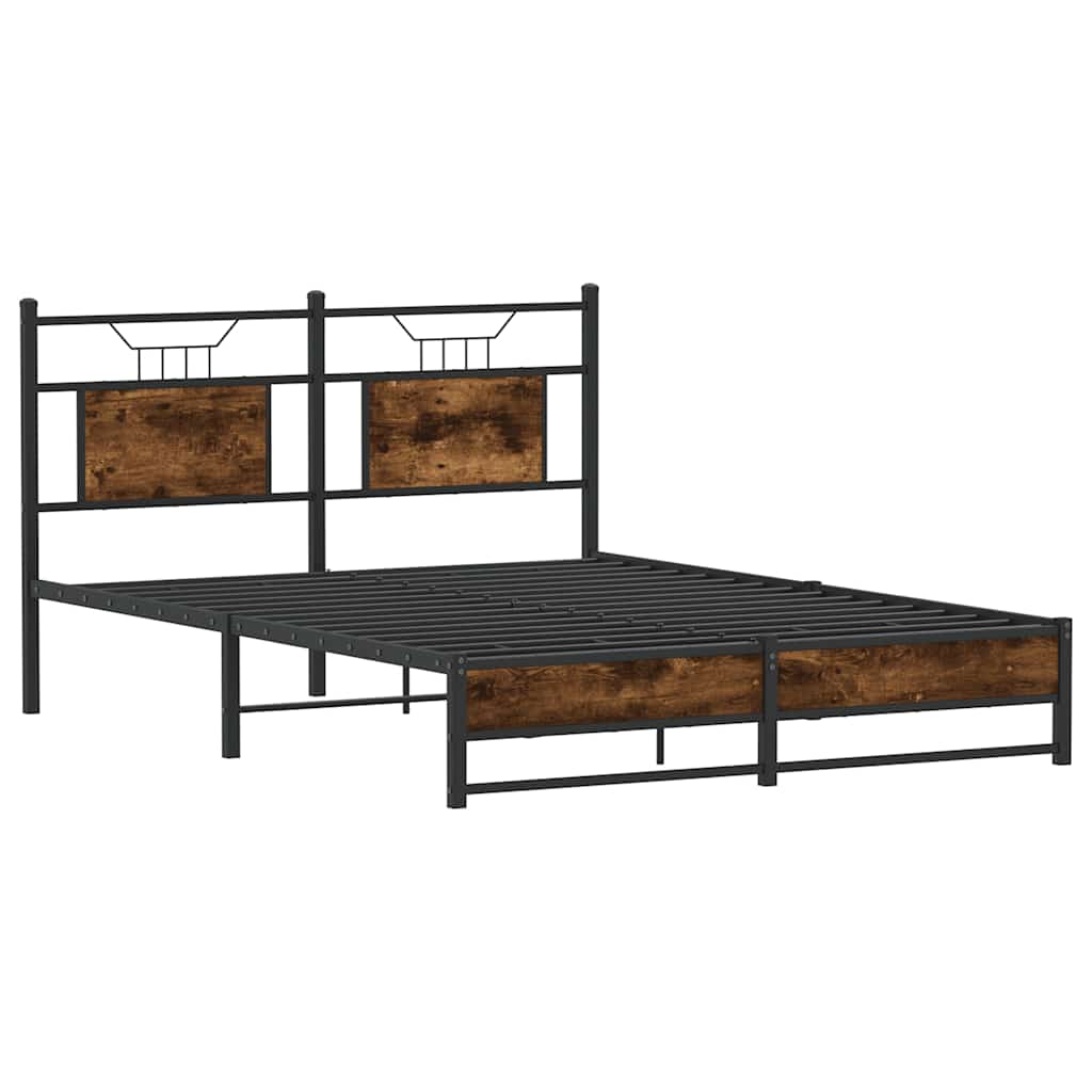 Bed Frame without Mattress Smoked Oak 140x190 cm Engineered Wood